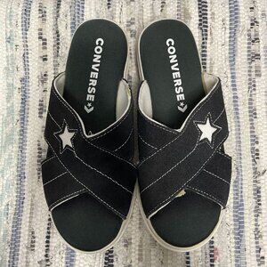 Converse Womens One Star Black & White Slide Sandals Size 7